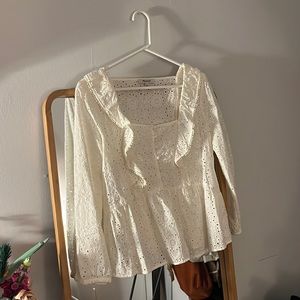 Madewell Eyelet Pom-Pom Top size Medium